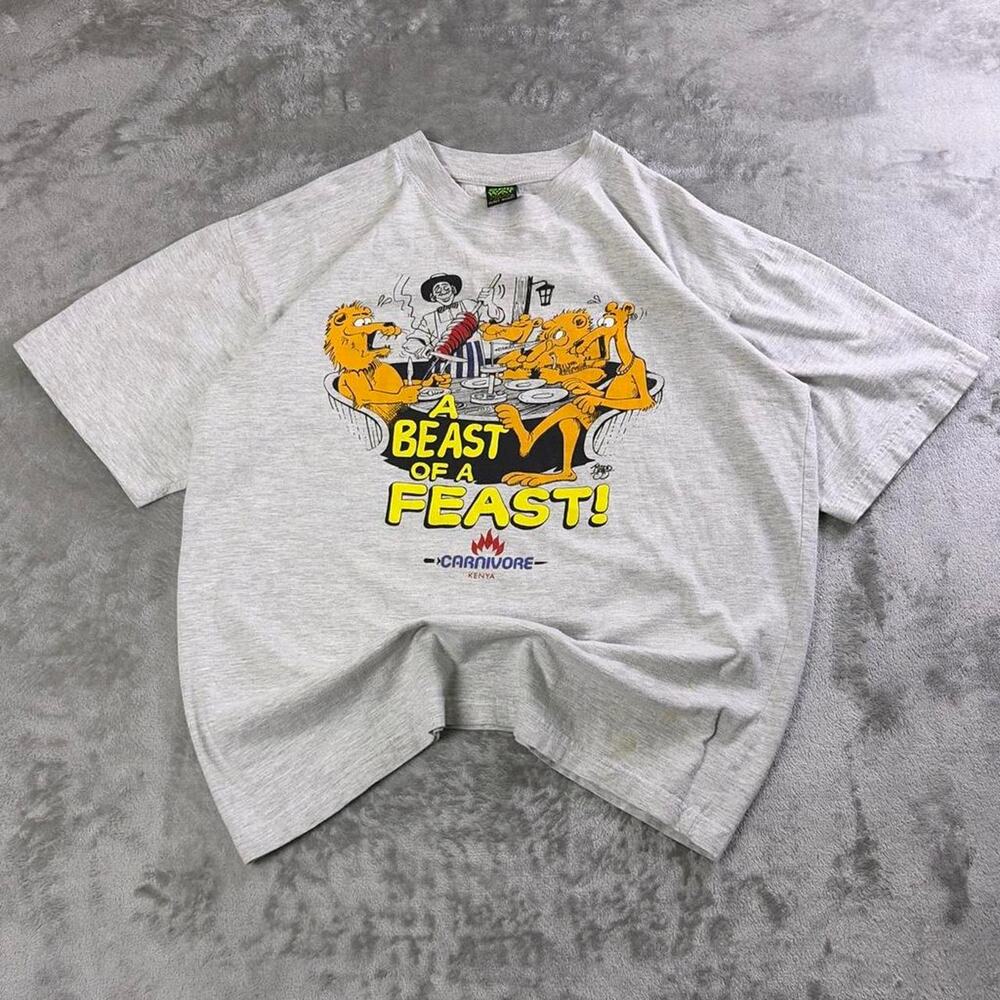 VTG 90s Carnivore Kenya “A Beast of a Feast” Graphic T-Shirt One Way Free Size